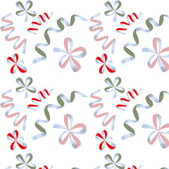 Pattern of colored serpentine threads on a white background.3d.