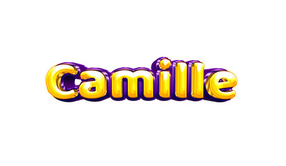 Camille girls name sticker colorful party balloon birthday helium air shiny yellow purple cutout