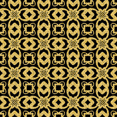 Gold arabic seamless pattern, gold glitter black decorative background for design