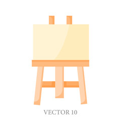Vector cartoon image of an easel for drawing. A design element for creativity