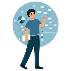 Analysts characters Architect, mbti concept flat vector