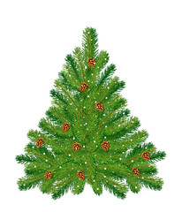 Christmas tree silhouette illustration, christmas tree template for design, greeting card, invitation. Green Christmas tree on a white background, isolated. Vector