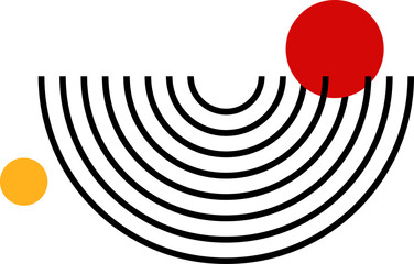 Bauhaus composition, black, yellow and red colors.