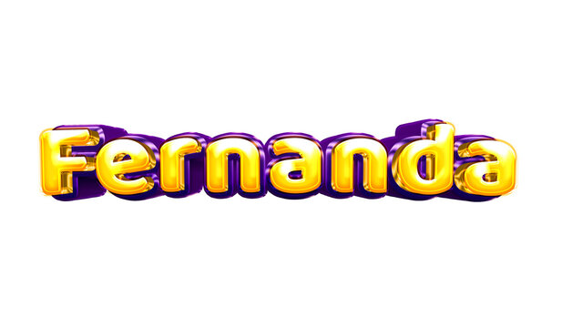 Fernanda girls name sticker colorful party balloon birthday helium air shiny yellow purple cutout