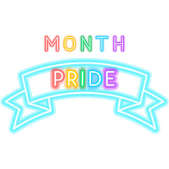Month Pride Neon Label.  Illustration of LGBT Promotion.