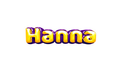 Hanna girls name sticker colorful party balloon birthday helium air shiny yellow purple cutout