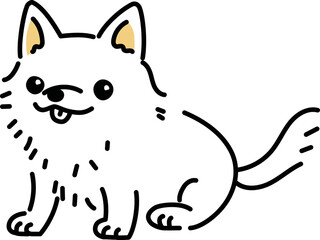 正面を向いて座る白のチワワのイラスト