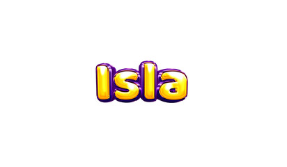 Isla girls name sticker colorful party balloon birthday helium air shiny yellow purple cutout