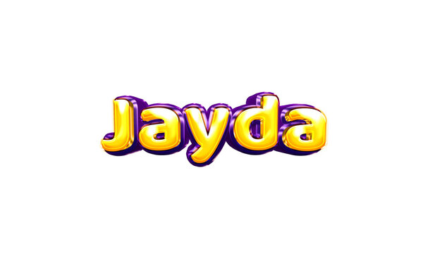 Jayda girls name sticker colorful party balloon birthday helium air shiny yellow purple cutout