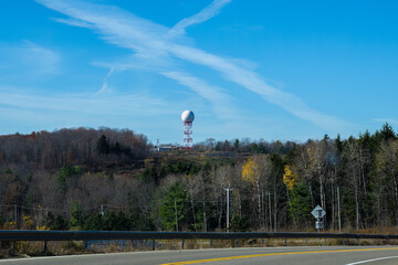 The Doppler radar tower at the highest point just happens to be by the Binghamton Regional Airport in Upstate NY.