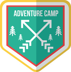 adventure camp with directions and pine trees