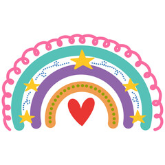Cute Rainbow Hand Drawn Illustration	