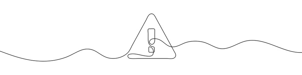 Exclamation mark linear background. One continuous line drawing of exclamation mark. Vector illustration. Exclamation point isolated
