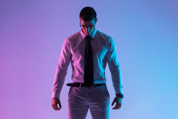 Manager office worker in the stress and depression. Bad mood.