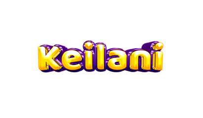 Keilani girls name sticker colorful party balloon birthday helium air shiny yellow purple cutout