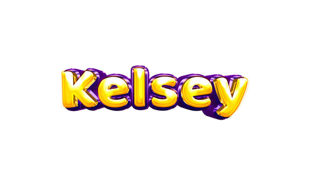 Kelsey girls name sticker colorful party balloon birthday helium air shiny yellow purple cutout