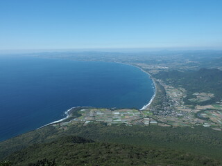 開聞岳9合目付近から東シナ海と薩摩半島の大展望