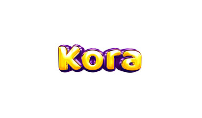 Kora girls name sticker colorful party balloon birthday helium air shiny yellow purple cutout