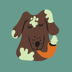 colored cute head vector dog flat style is part of a series