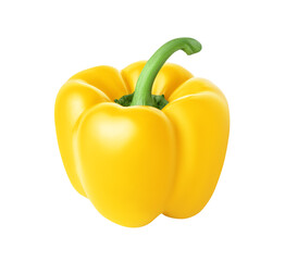 Sweet yellow bell pepper isolated on white or transparent background.