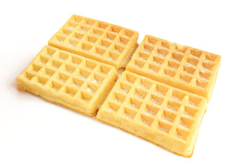 Multiple belgian waffles merged into one isolated on white background