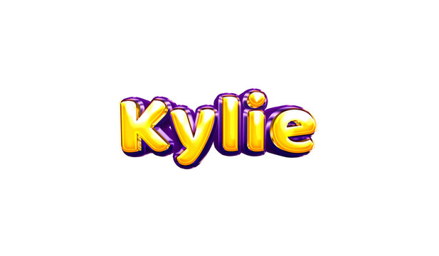 Kylie girls name sticker colorful party balloon birthday helium air shiny yellow purple cutout