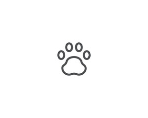 Cat Paw premium vector icon, animal footprint icon, Dog or cat paw vector illustration, Simple Black silhouette of doodle paw print symbol, Cat footprint Flat design style isolated on white background