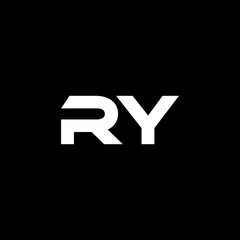 RY letter logo design with black background in illustrator, vector logo modern alphabet font overlap style. calligraphy designs for logo, Poster, Invitation, etc. - obrazy, fototapety, plakaty