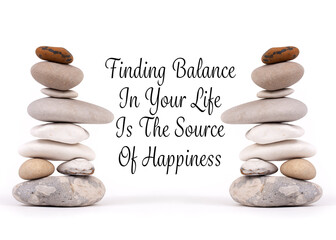 Balance of life zen stones slogan