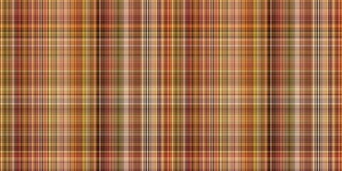 Woodland brown tartan seamless border textile. Tonal autumnal forest plaid with organic texture. banner of orange stripe for rough washi tape.