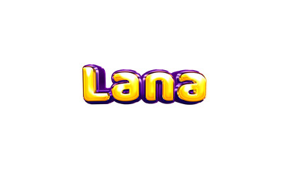 Lana girls name sticker colorful party balloon birthday helium air shiny yellow purple cutout