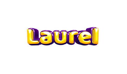 Laurel girls name sticker colorful party balloon birthday helium air shiny yellow purple cutout