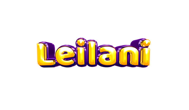 Leilani girls name sticker colorful party balloon birthday helium air shiny yellow purple cutout