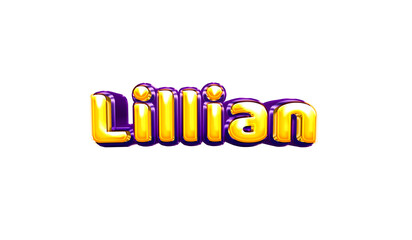 Lillian girls name sticker colorful party balloon birthday helium air shiny yellow purple cutout
