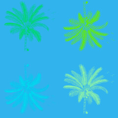 Fototapeta na wymiar Colorful coconut trees motif. Illustration pattern for swimwear, prints, apparel, summer, and others… 