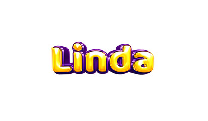 Linda girls name sticker colorful party balloon birthday helium air shiny yellow purple cutout - obrazy, fototapety, plakaty