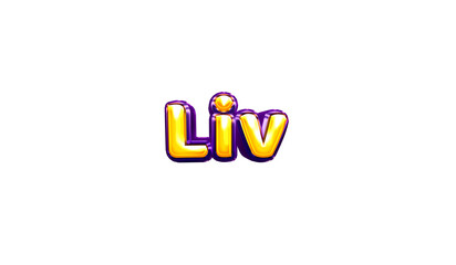 Liv girls name sticker colorful party balloon birthday helium air shiny yellow purple cutout