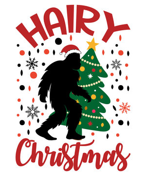 Hairy Christmas Shirt print template