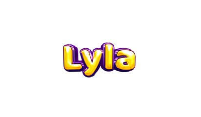 Lyla girls name sticker colorful party balloon birthday helium air shiny yellow purple cutout
