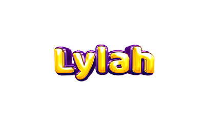 Lylah girls name sticker colorful party balloon birthday helium air shiny yellow purple cutout