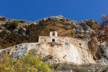 hermitage of San Bartolomeo in Legio in the Orfento valley. Majella national park. Abruzzo, Italy