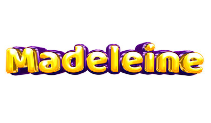 Madeleine girls name sticker colorful party balloon birthday helium air shiny yellow purple cutout