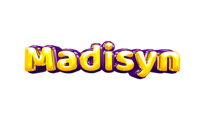 Madisyn girls name sticker colorful party balloon birthday helium air shiny yellow purple cutout