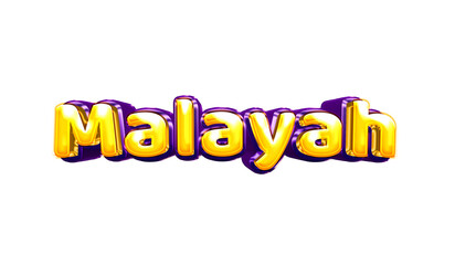 Malayah girls name sticker colorful party balloon birthday helium air shiny yellow purple cutout