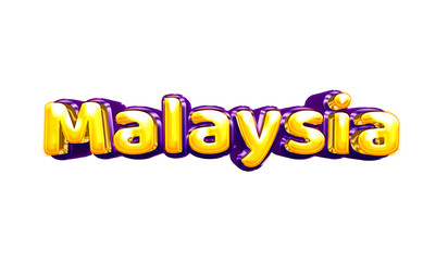 Malaysia girls name sticker colorful party balloon birthday helium air shiny yellow purple cutout