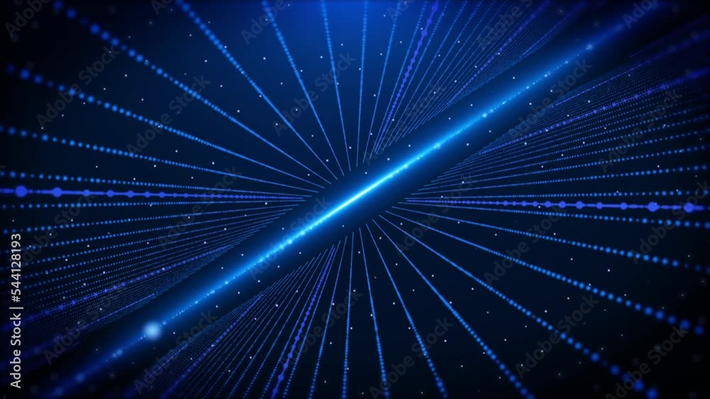Aufkleber Network stream line connection digital data center. Technology futuristic blue scifi 4K background. Communication statistic processing motion.