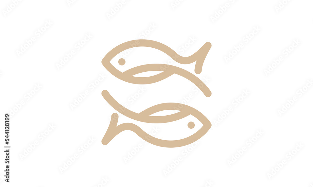 Wall mural simple two fish mirror logo icon vector