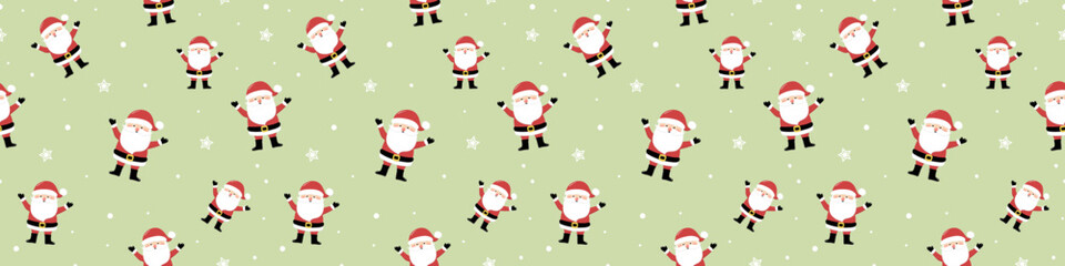 Concept of seamless pattern with happy Santa Claus. Xmas background. Banner. Vector
