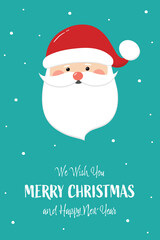 Funny Santa Claus. Christmas poster with wishes. Vector illustration