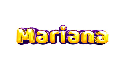 Mariana girls name sticker colorful party balloon birthday helium air shiny yellow purple cutout